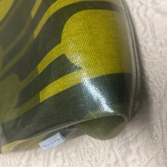 Orla Kiely Olive Green Hobo Purse Bag Multi Leaf Magnetic Clasp Leather Strap - Picture 9 of 10